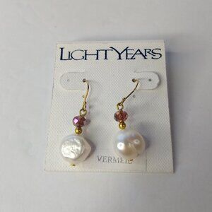 Light Years Dangle Earrings Pearl & Crystal Vermeil Wire Wedding Glam Party